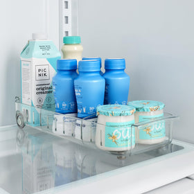 YouCopia RollOut Fridge Caddy open-drawer view for quick restock