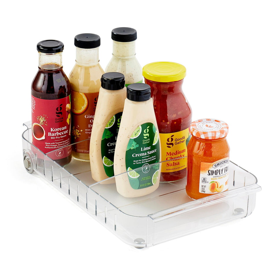 YouCopia RollOut Fridge Caddy with rolling design for easy fridge access
