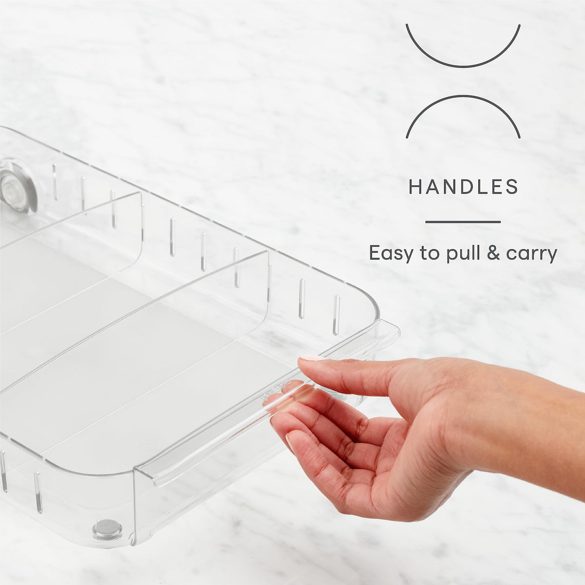 YouCopia RollOut Fridge Caddy soft-spinning wheels for smooth sliding