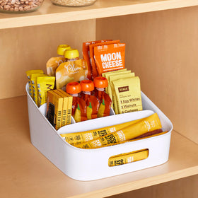 YouCopia ShelfBin BPA-free material for safe snack storage.