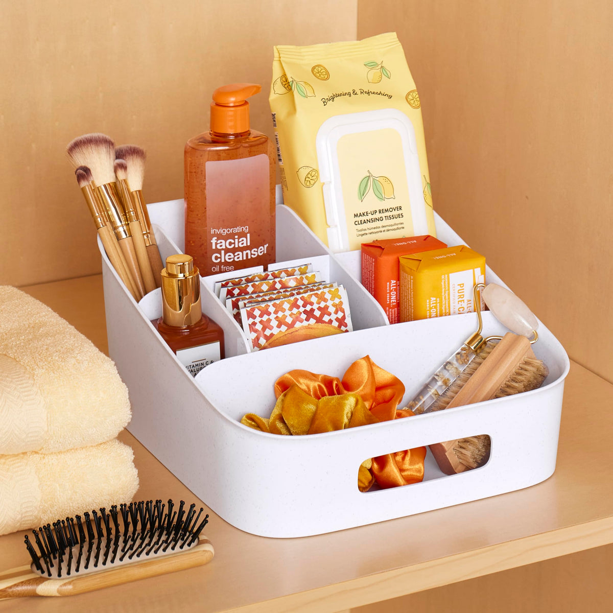 YouCopia ShelfBin fits on standard shelves for pantry organization.