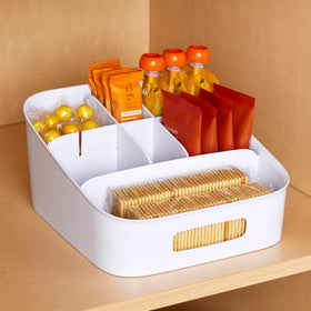 YouCopia ShelfBin portable snack bin ready for quick refills at the counter.