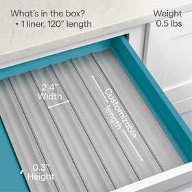 Flat, organized spice drawer layout using SpiceLiner for multiple bottle shapes