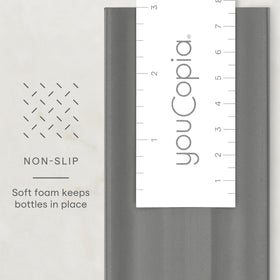 Soft foam non-slip layer keeps spice bottles secure in the drawer