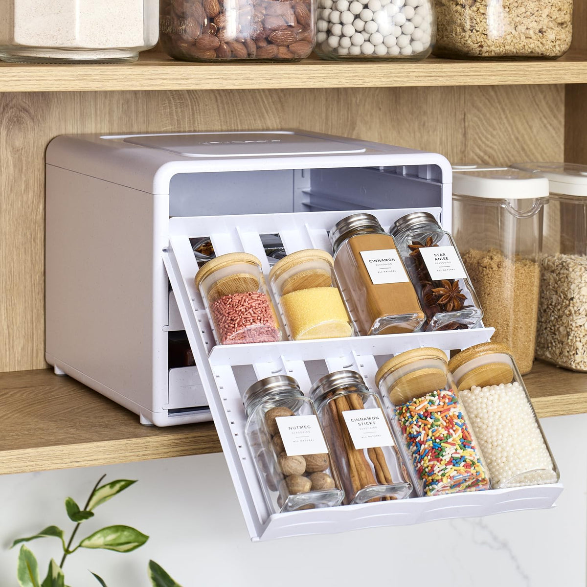 YouCopia SpiceStack compact dimensions suit small cabinets.