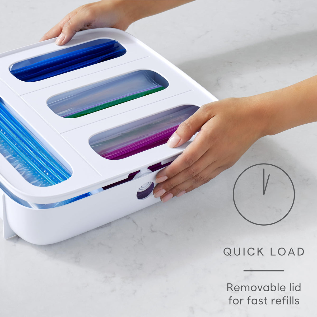YouCopia Storabag includes 24 removable labels for quick bag size selection.