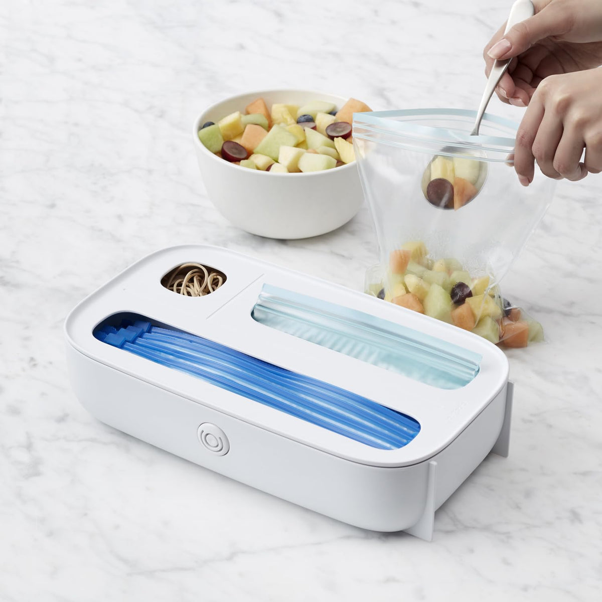 Durable BPA-free plastic of StoraBag is easy to wipe clean.