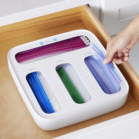 YouCopia Storabag measures 12.6 inches deep, 12.0 inches wide, 2.9 inches high for standard drawers.
