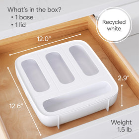 YouCopia Storabag flexible storage fits in drawers or cabinets for versatile placement.