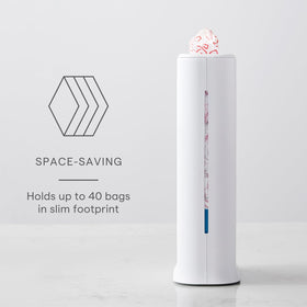 YouCopia StoraBag removable lid eases bag unloading and recycling.