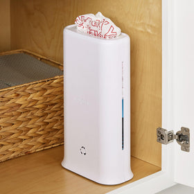 YouCopia StoraBag slim profile fits cabinets and under-sink spaces.