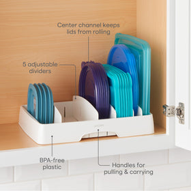YouCopia StoraLid adjustable dividers setup for lids