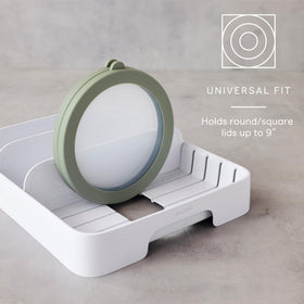 YouCopia StoraLid five adjustable dividers offer flexible lid organization.