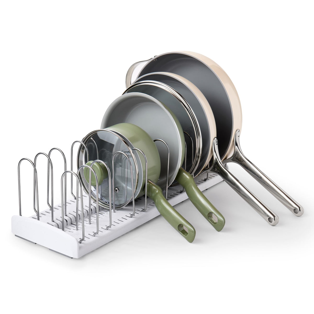 YouCopia StoreMore pan lid rack extended base keeps baking sheets accessible