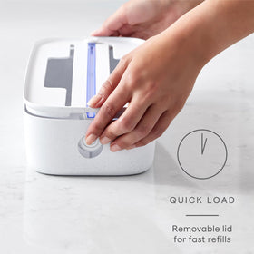 YouCopia StoraRoll Dispenser cutting track enables straight, precise cuts.