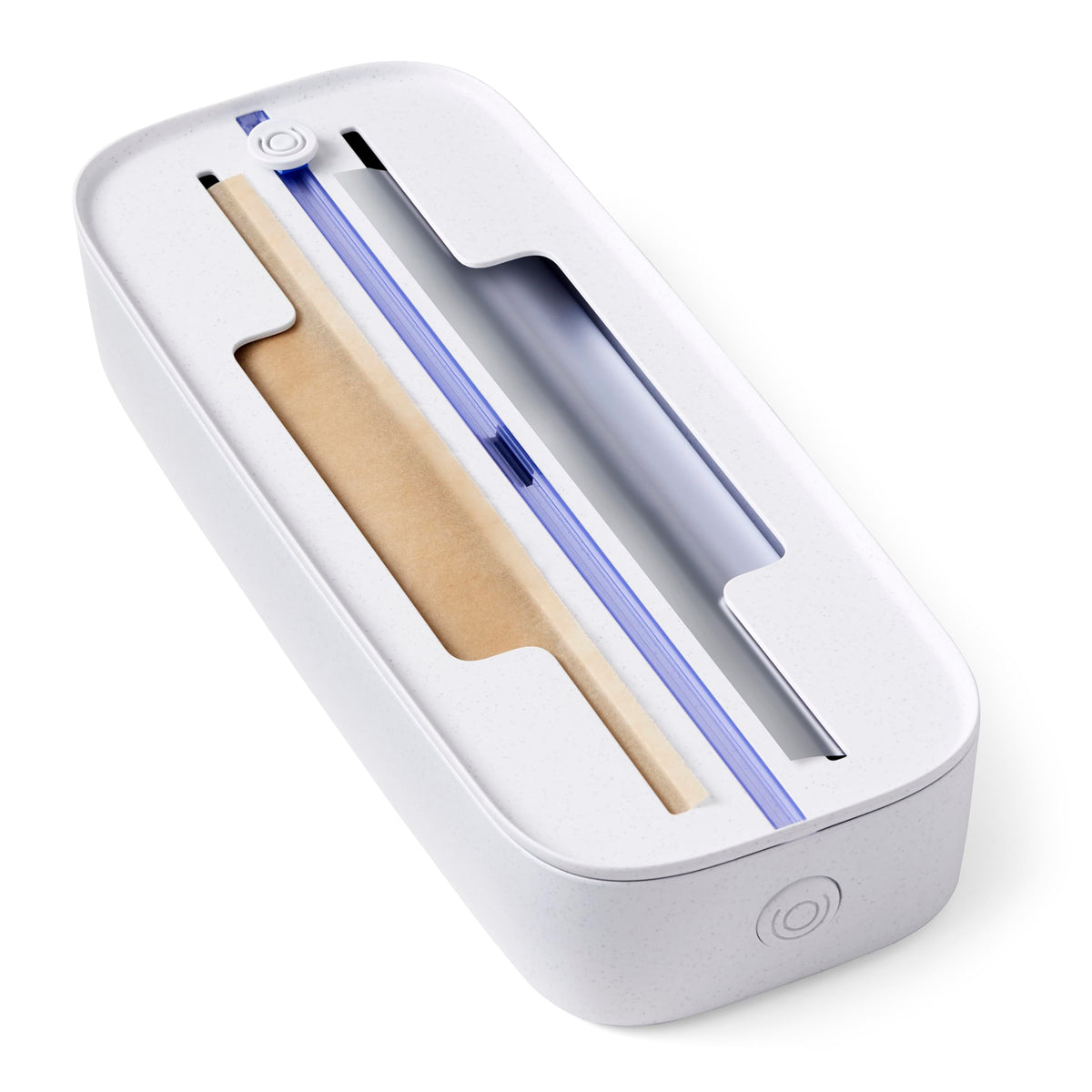 YouCopia StoraRoll Dispenser front view with two rolls ready for easy dispensing.