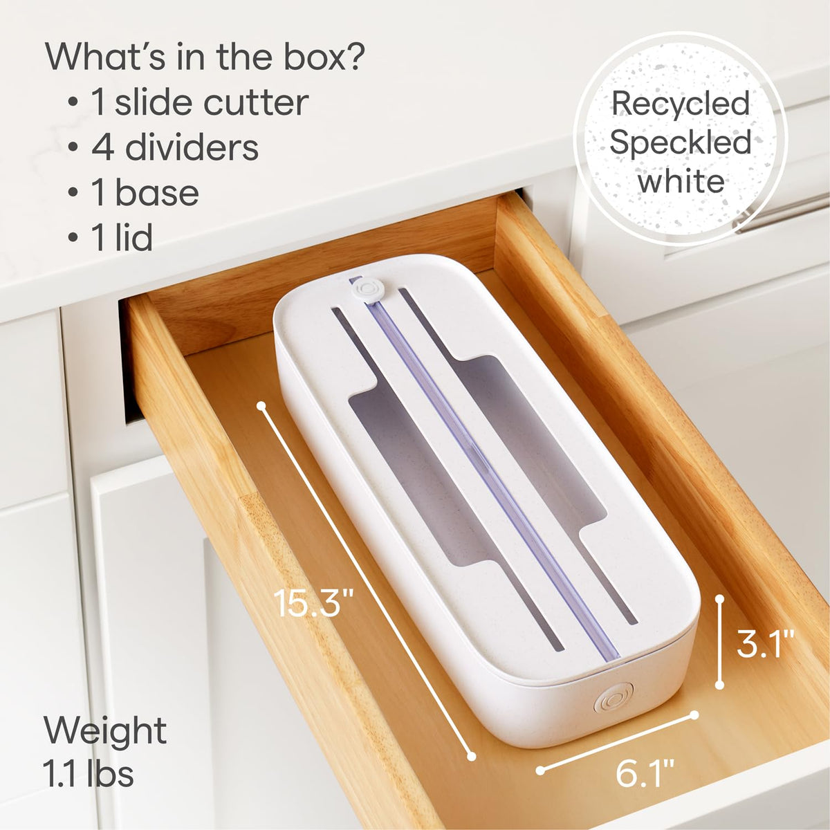 YouCopia StoraRoll with removable labels helps organize your kitchen drawer.