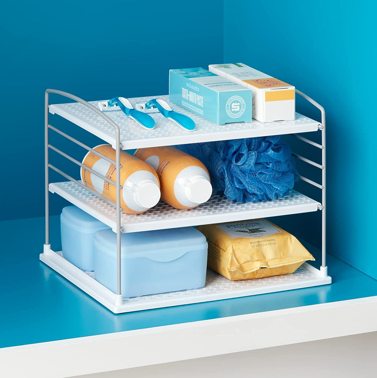 YouCopia UpSpace sturdy construction supports up to 20 pounds of boxes.