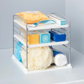 YouCopia UpSpace white finish blends with modern kitchen decor.