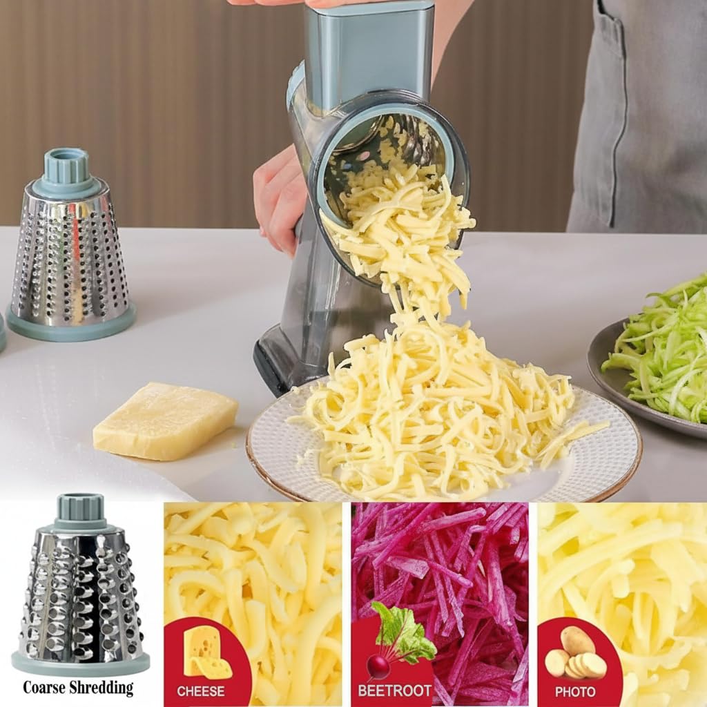 YOUCZON cheese grater with handle slicing vegetables for uniform results.