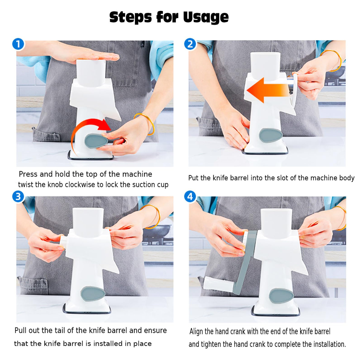 YOUCZON Rotary Cheese Grater inward-facing blades for safe cleaning