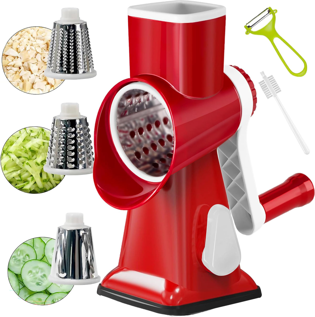 YOUCZON rotary cheese grater with handle for effortless shredding of cheese and vegetables.