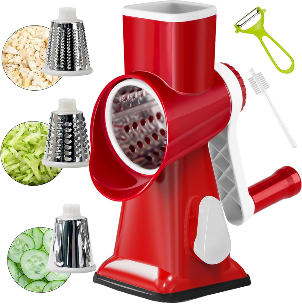 YOUCZON rotary cheese grater with handle for effortless shredding of cheese and vegetables.