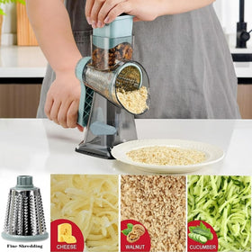 YOUCZON rotary cheese grater on marble counter showing suction base.
