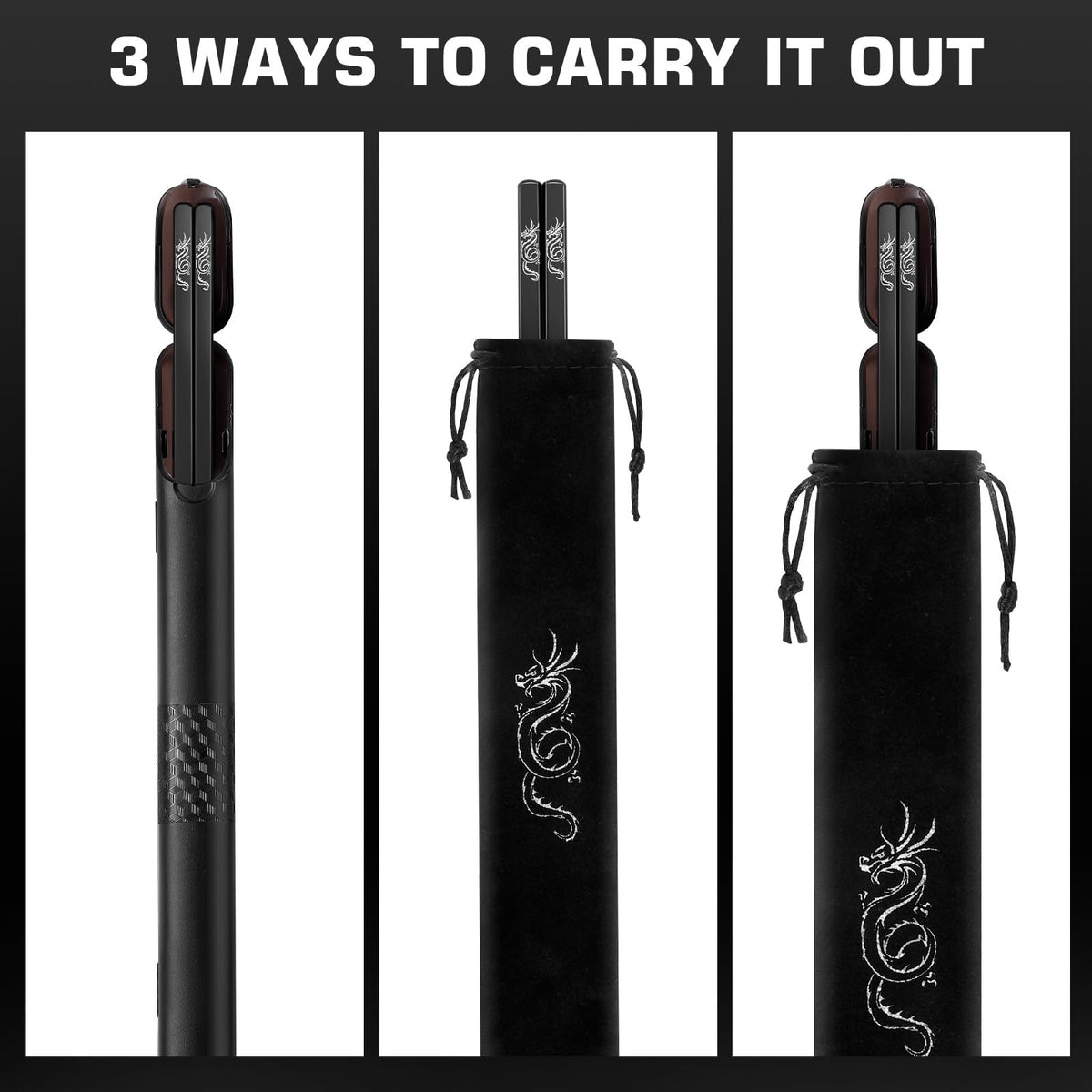 Youda titanium chopsticks in black gift box, ready for gifting.