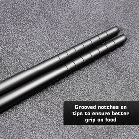 Youda titanium chopsticks with Loong design cloth bag, elegant home dining set.