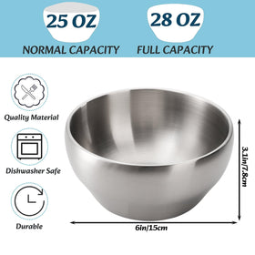 Youeon 28oz double-wall insulated bowl interior view keeps hot or cold foods balanced.