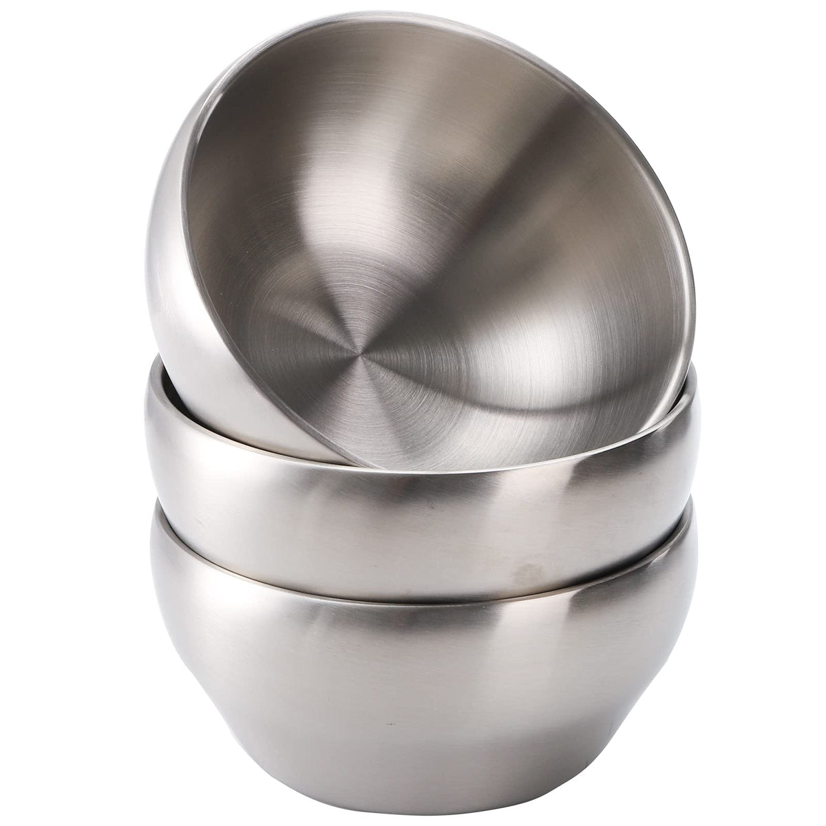 Youeon 3-pack 28oz bowls outer view, durable brushed stainless steel for everyday meals.