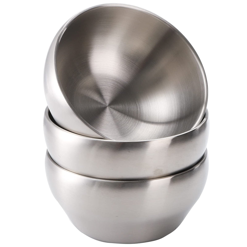 Youeon 3-pack 28oz bowls outer view, durable brushed stainless steel for everyday meals.