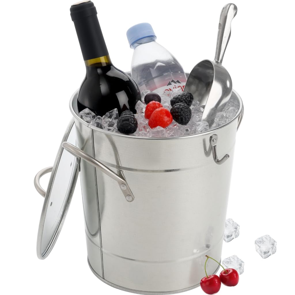YOUEON 4 Liter ice bucket with lid and scoop keeps drinks cold at parties