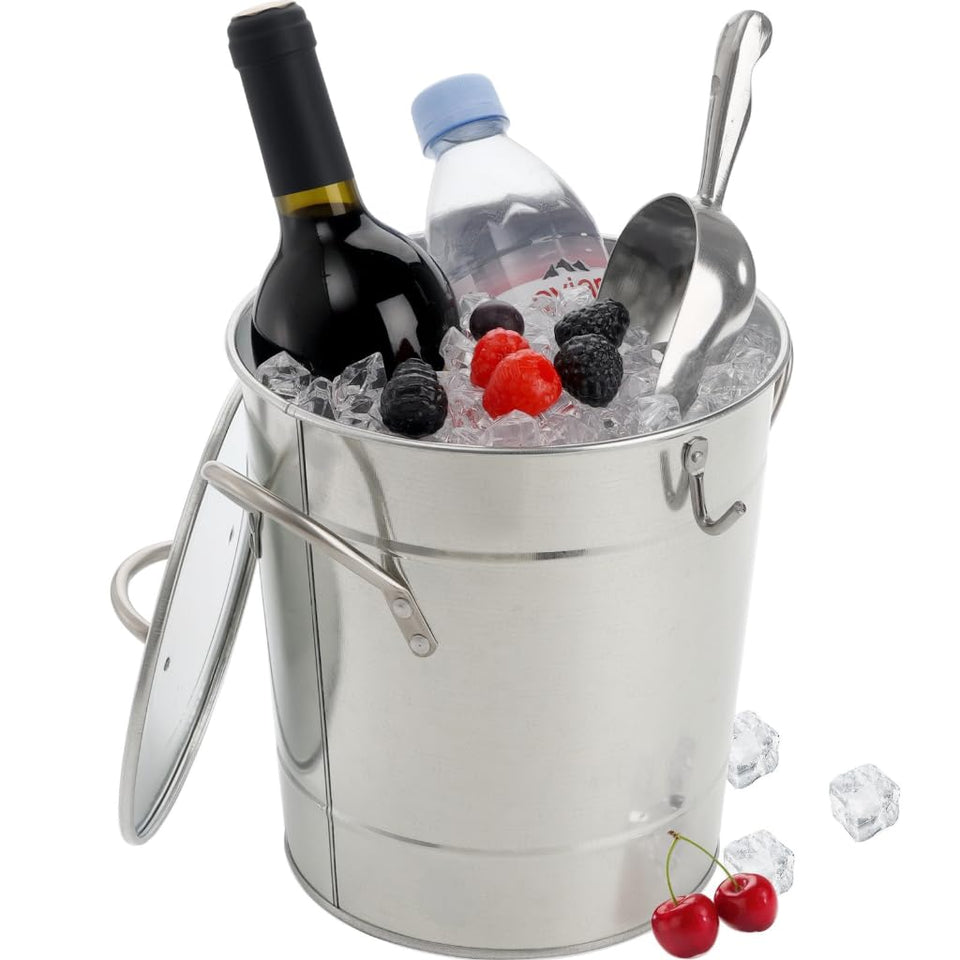 YOUEON 4 Liter ice bucket with lid and scoop keeps drinks cold at parties