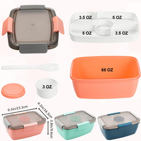 Youeon bento lunch box with four sections keeps toppings fresh and organized.