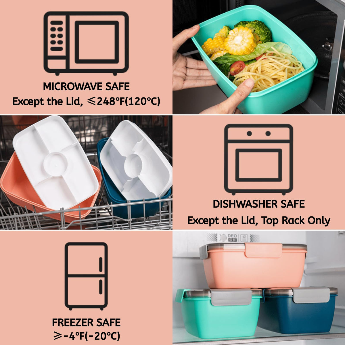 Youeon BPA-free food-grade plastic ensures safe, durable meal storage.