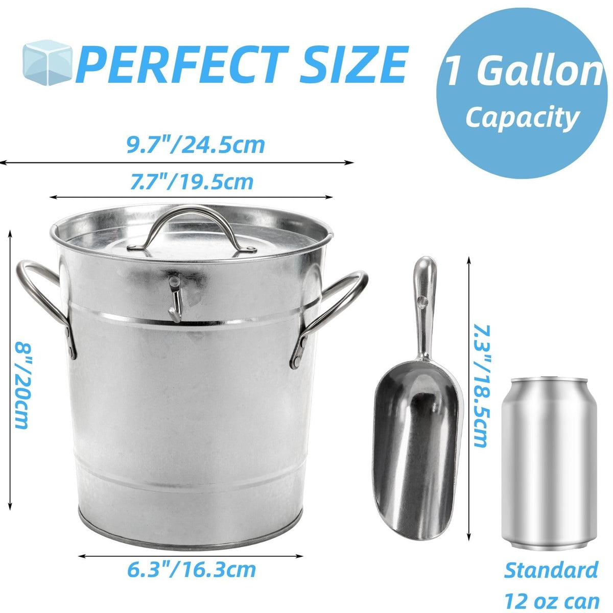 Galvanized steel YOUEON ice bucket for indoor and outdoor entertaining