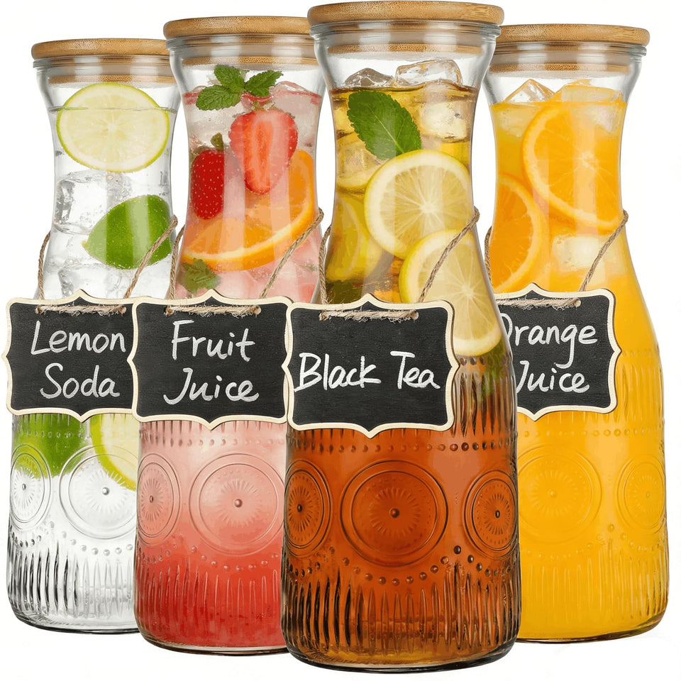 Youeon glass carafe set with 1L capacity for easy serving.