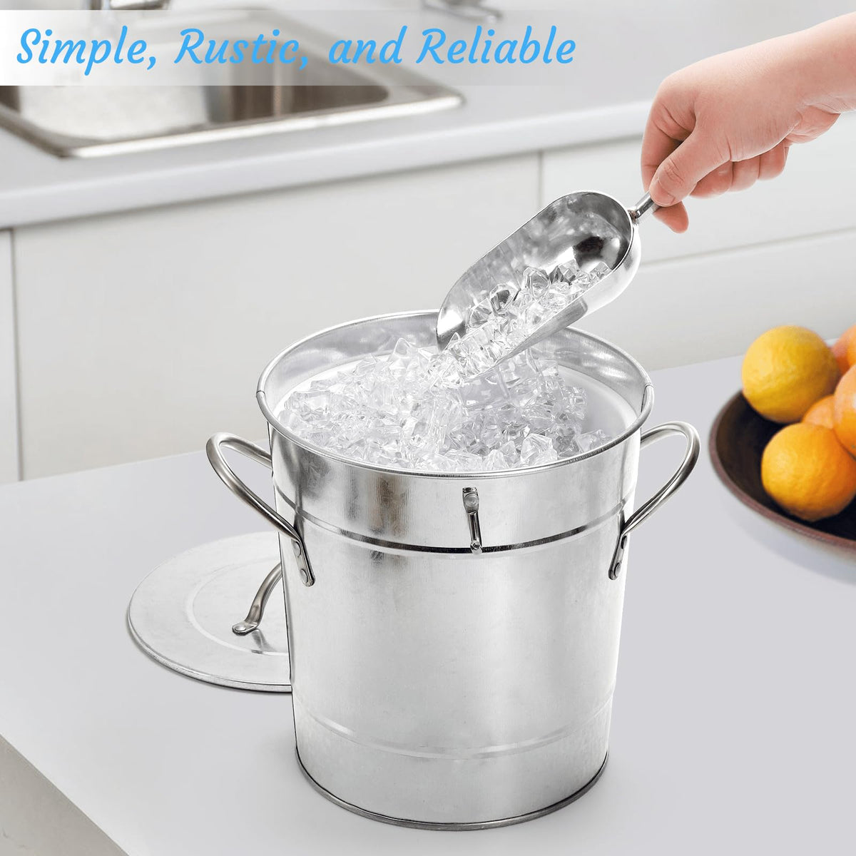 Rustic galvanized finish complements vintage or farmhouse decor with YOUEON