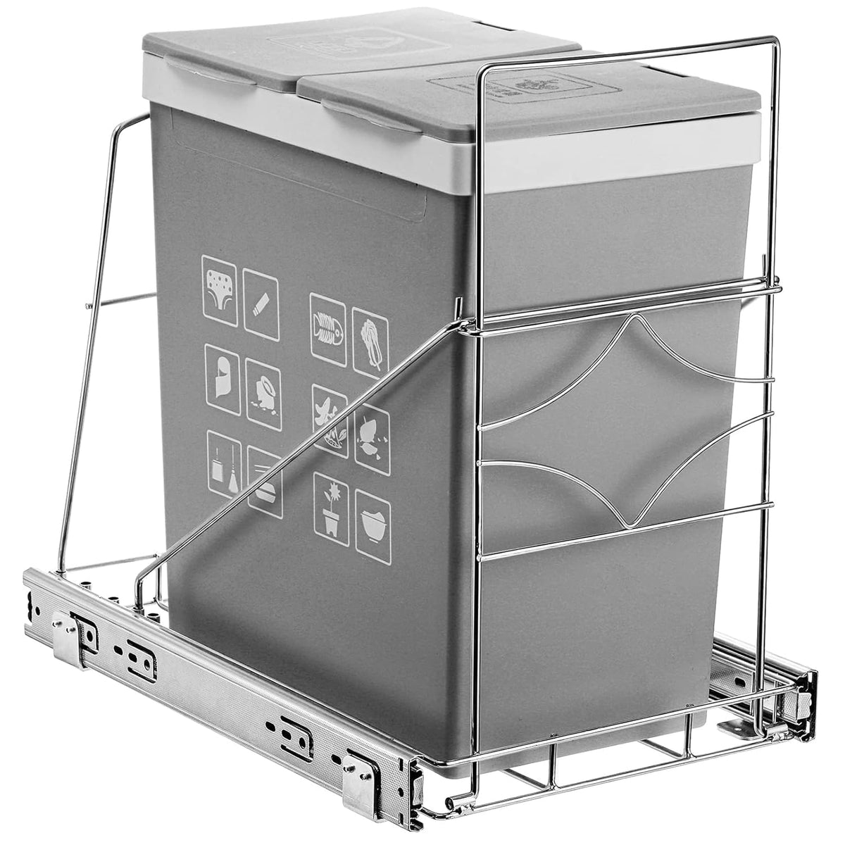 Youeon pull-out under-cabinet trash can with space-saving design