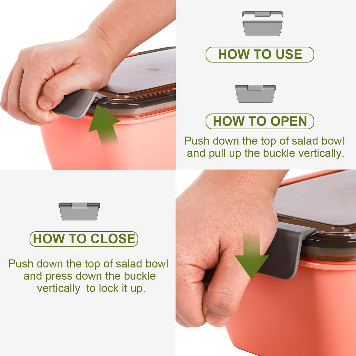 Youeon salad spoon included for easy mixing and serving on the go.