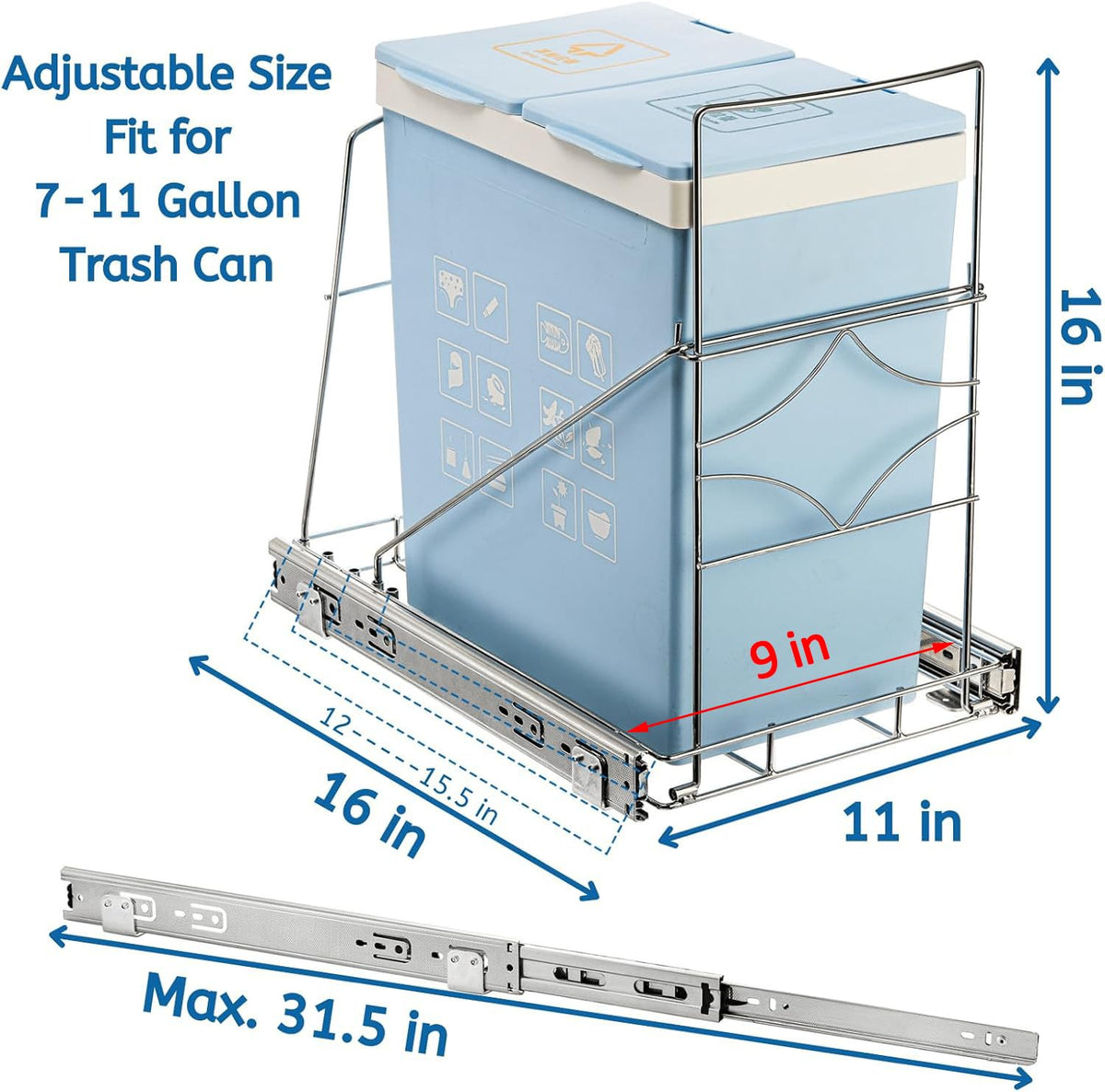 Youeon under-sink sliding trash drawer for clutter-free kitchen organization