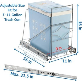 Youeon under-sink sliding trash drawer for clutter-free kitchen organization