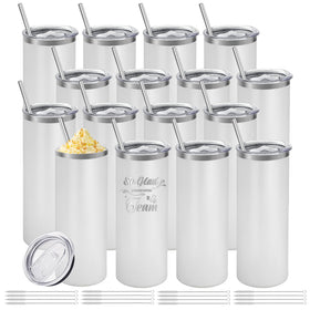 YOUKE OLA 16-pack white skinny tumblers with double-wall insulation for hot or cold drinks