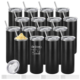 YOUKE OLA 16-pack stainless steel skinny tumblers with lids for customizable gifts.