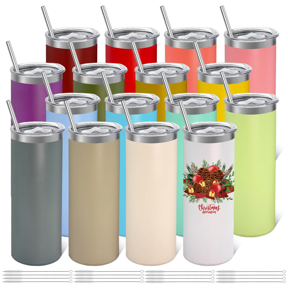 YOUKE OLA 16-pack blank stainless steel skinny tumblers ready for customization