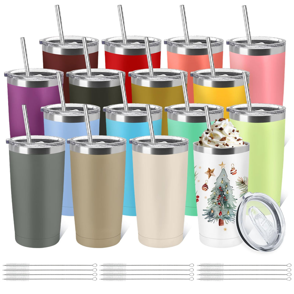 YOUKE OLA 16-pack stainless tumblers in colorful finish for everyday travel and entertaining.