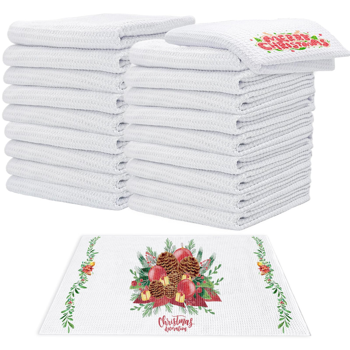 YOUKE OLA 20-pack sublimation white towels with waffle weave for heat transfers