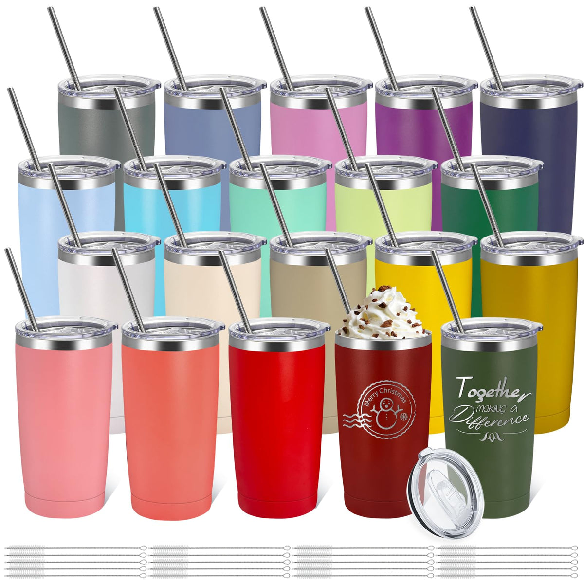 YOUKE OLA 20-pack multicolor tumbler set for versatile daily use